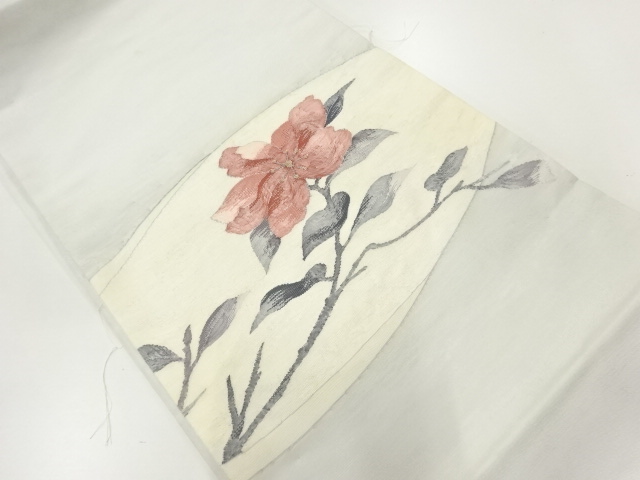 アンティーク　すくい織　枝花模様織り出し袋帯（材料）